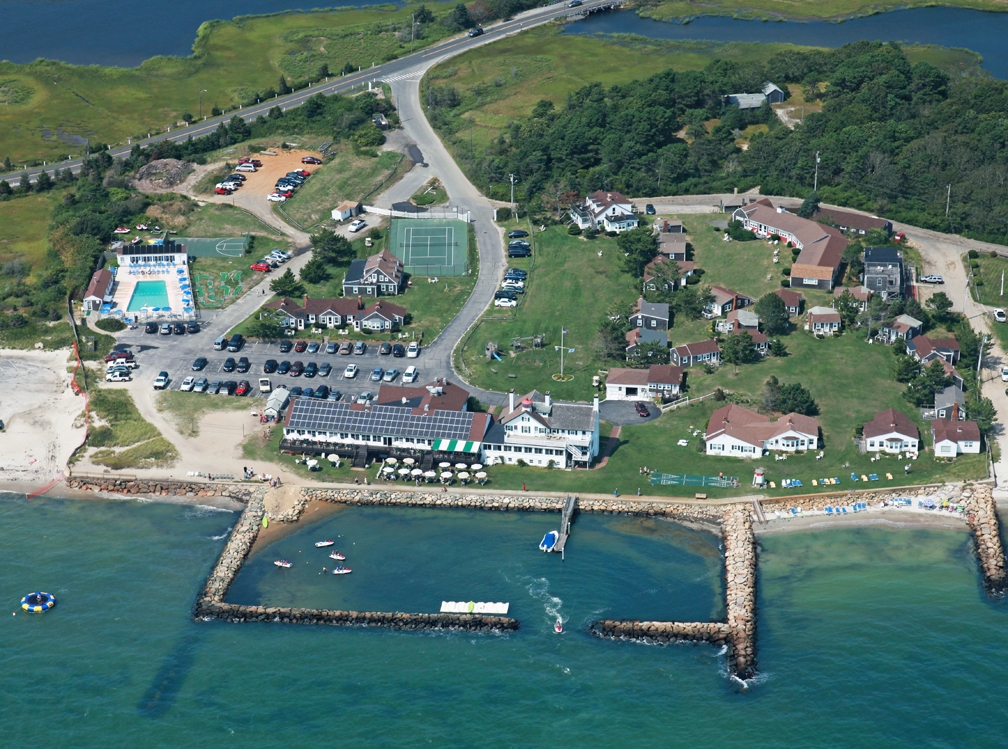 Lighthouse Inn waterfront aerial photo before renovation