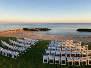 A ceremony space set up at a resort that's also a great place for a romantic Cape Cod getaway.