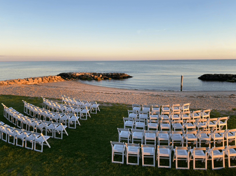 A ceremony space set up at a resort that's also a great place for a romantic Cape Cod getaway.